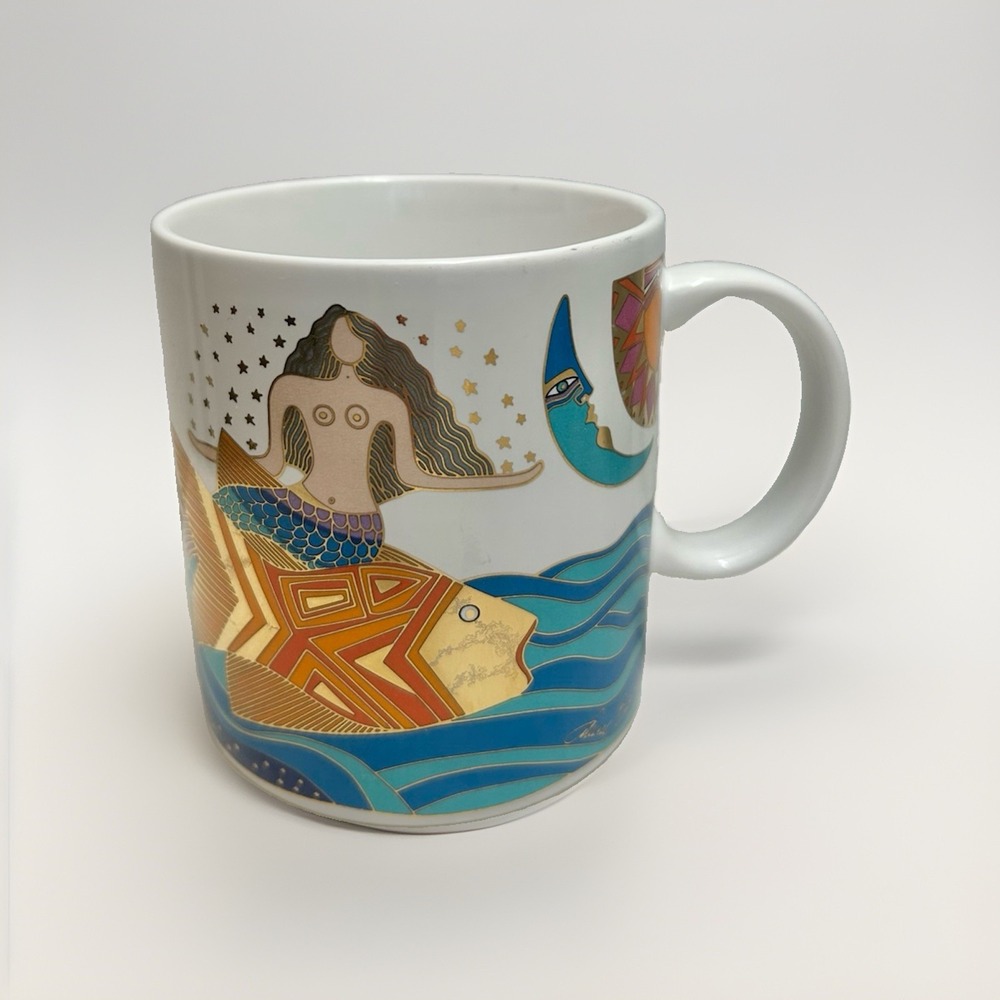 Laurel Burch The Sea Goddess Mug Mermaid Fish Ocean Coastal Sea Ceramic 14 oz